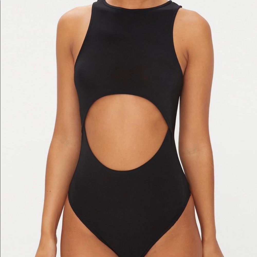 Black Cutout Thong Bodysuit
